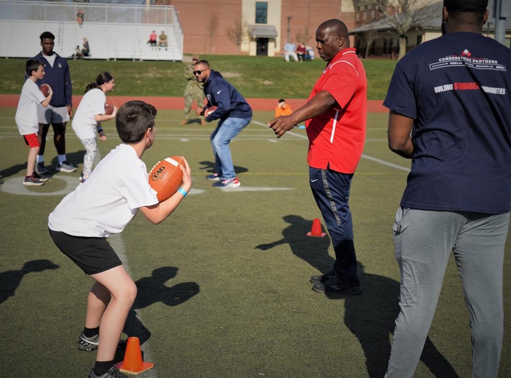 New England Patriots Alumni Put On Football Clinic At NS Newport