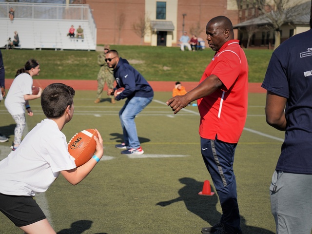 New England Patriots Alumni Put On Football Clinic At NS Newport
