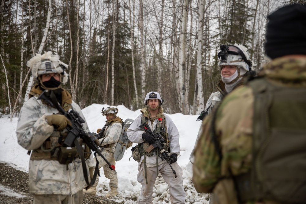 11th Airborne Division Soldiers conclude patrol during JPMRC-AK 23-02