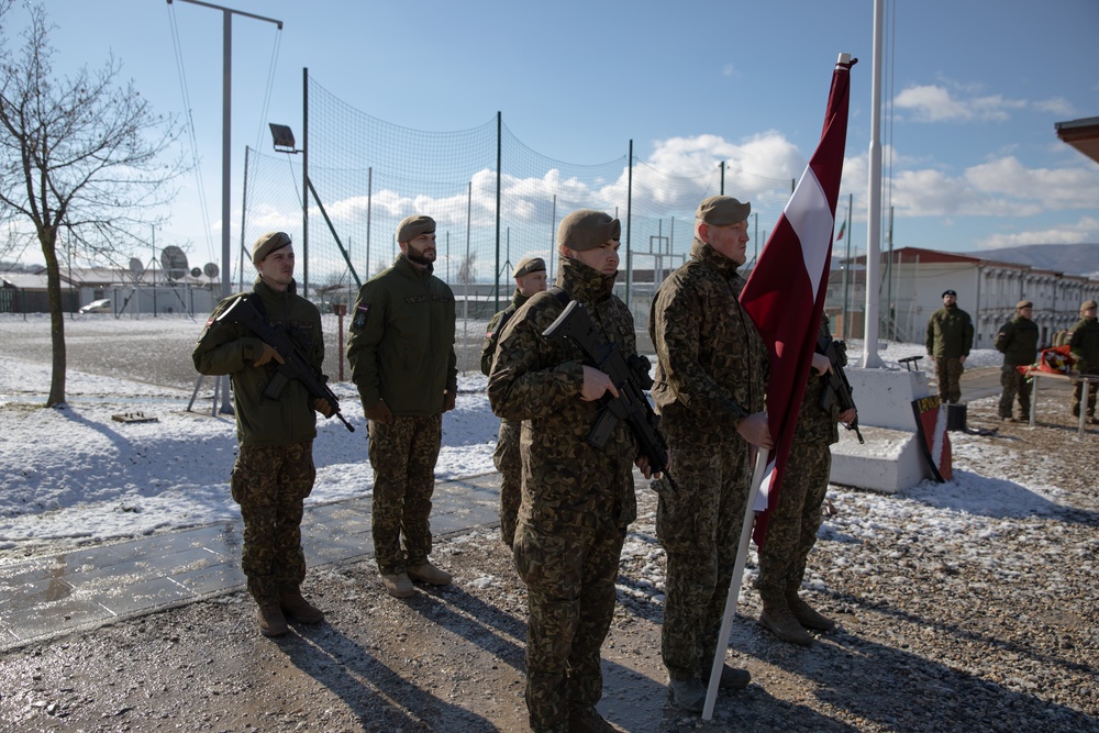 Kosovo Force-Regional Command-East, Latvian Contingent, celebrates their end of the KFOR mission