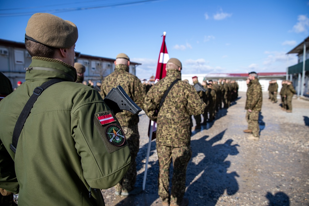 Kosovo Force-Regional Command-East, Latvian Contingent, celebrates their end of the KFOR mission