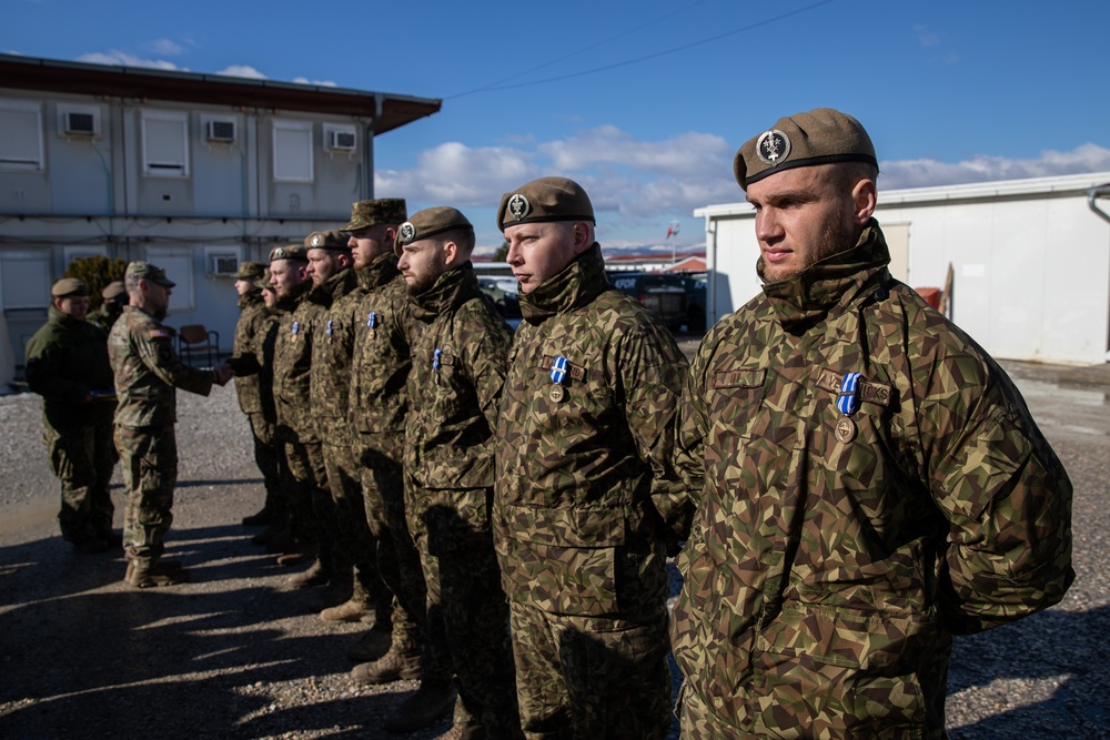 Kosovo Force-Regional Command-East, Latvian Contingent, celebrates their end of the KFOR mission