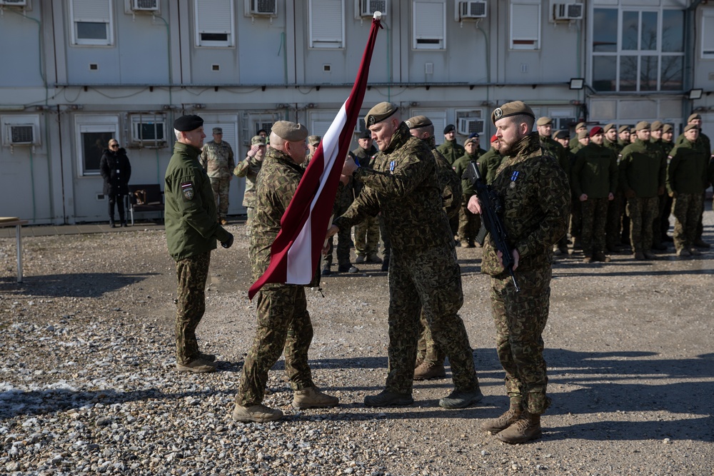 Kosovo Force-Regional Command-East, Latvian Contingent, celebrates their end of the KFOR mission