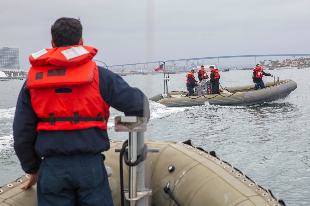 USS Abraham Lincoln Sailors conduct small boat operations