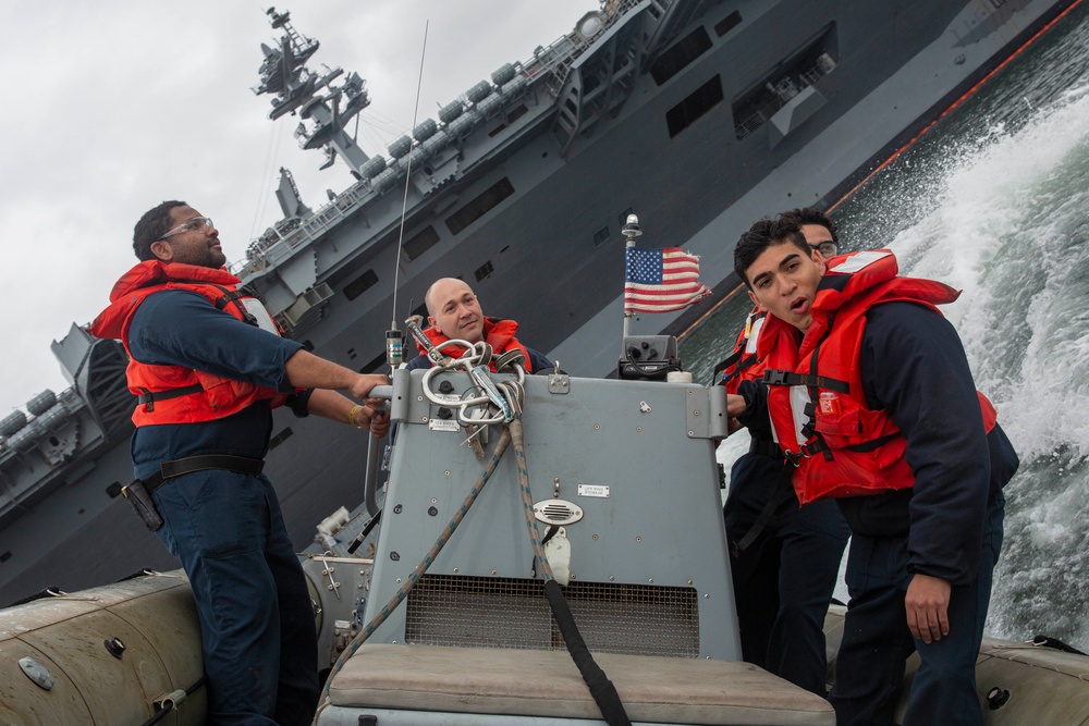 USS Abraham Lincoln Sailors conduct small boat operations