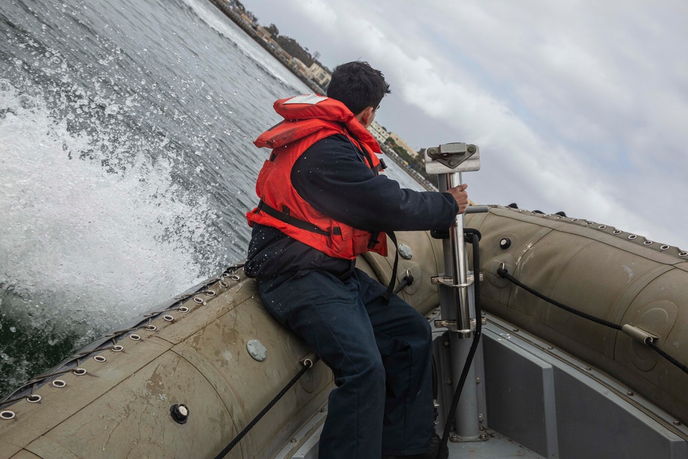 USS Abraham Lincoln Sailors conduct small boat operations