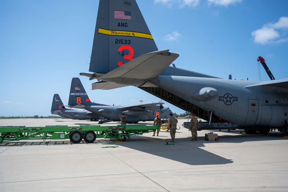 153rd Airlift Wing Aerial Port Unloads MAFFS System for Disaster Response Efforts