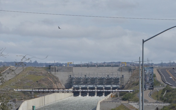 Folsom Dam Auxiliary Spillway Releases During Atmospheric River Event
