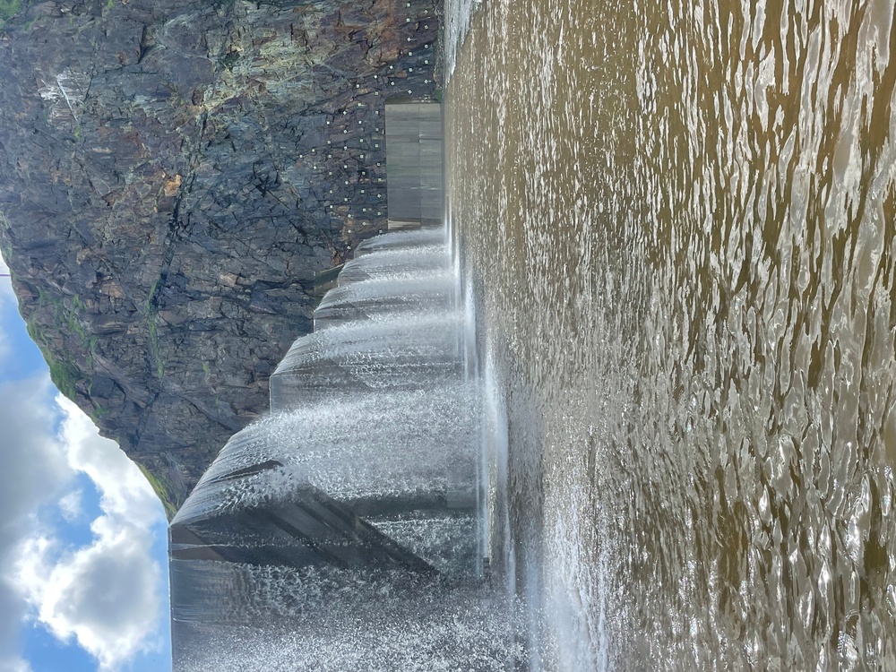 Water Flows Over Fuse Gates of Terminus Dam