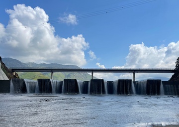 Water Flows Over Fuse Gates of Terminus Dam