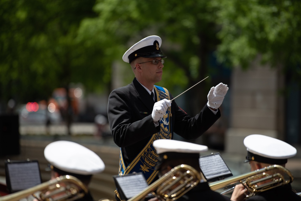 The Navy Band performs at the annual Blessing of the Fleet ceremony at the Navy Memorial