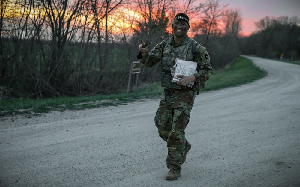 Iowa Best Warrior competitor conducts night land navigation