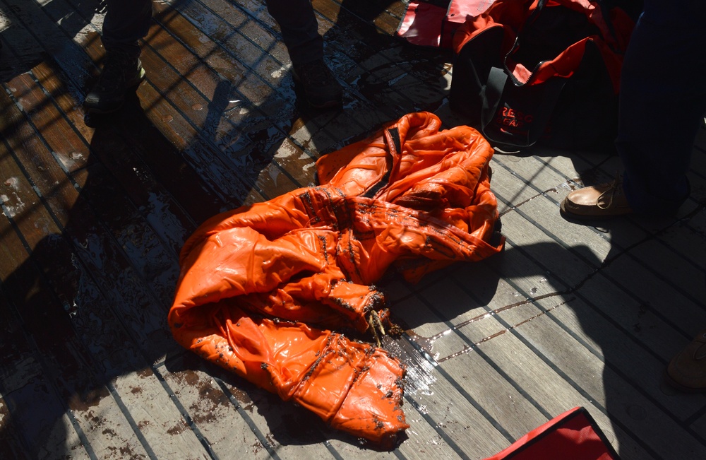 USCGC Eagle personnel discover empty survival suit while underway