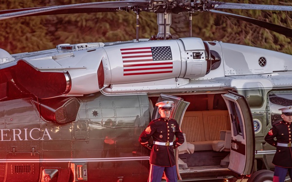 Marine One awaits President Joe Biden during tour of ireland