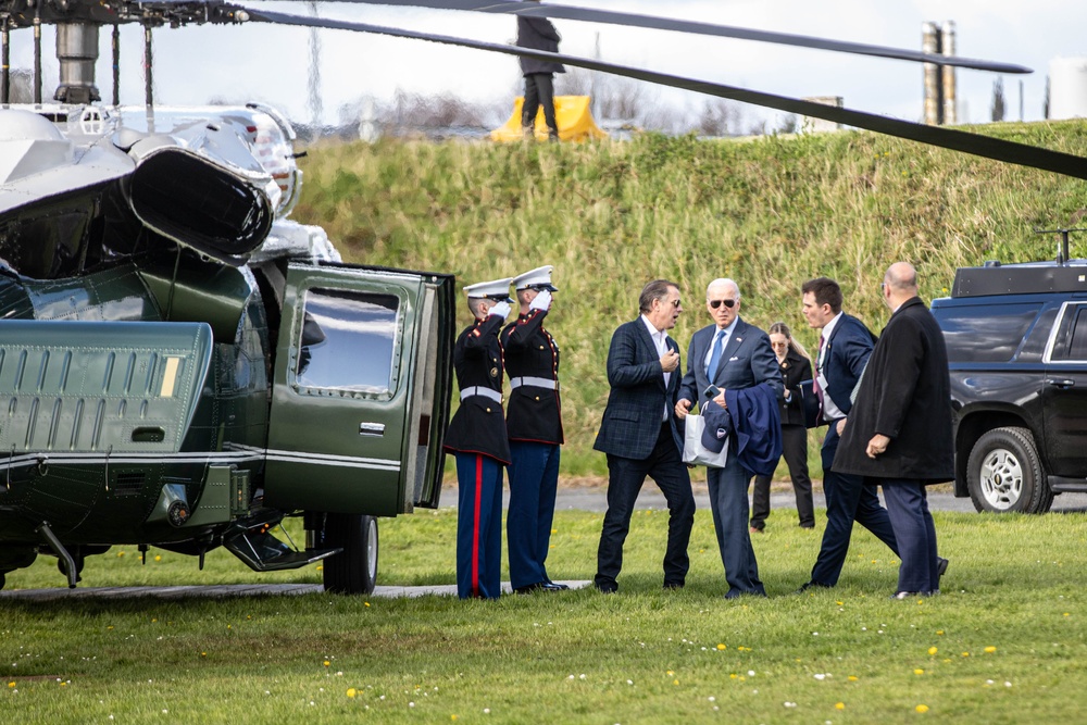 U.S President Joe Biden prepares to board Marine 1