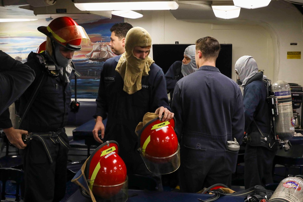 USS Truxtun Firefighting Drill