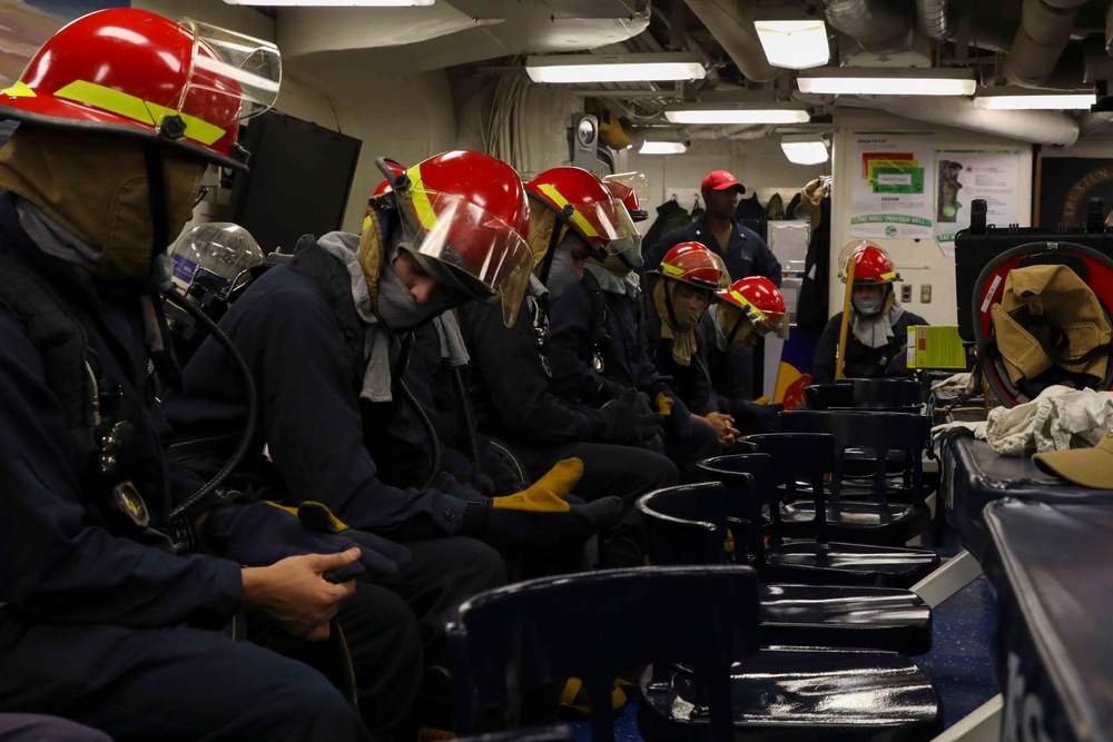 USS Truxtun Firefighting Drill