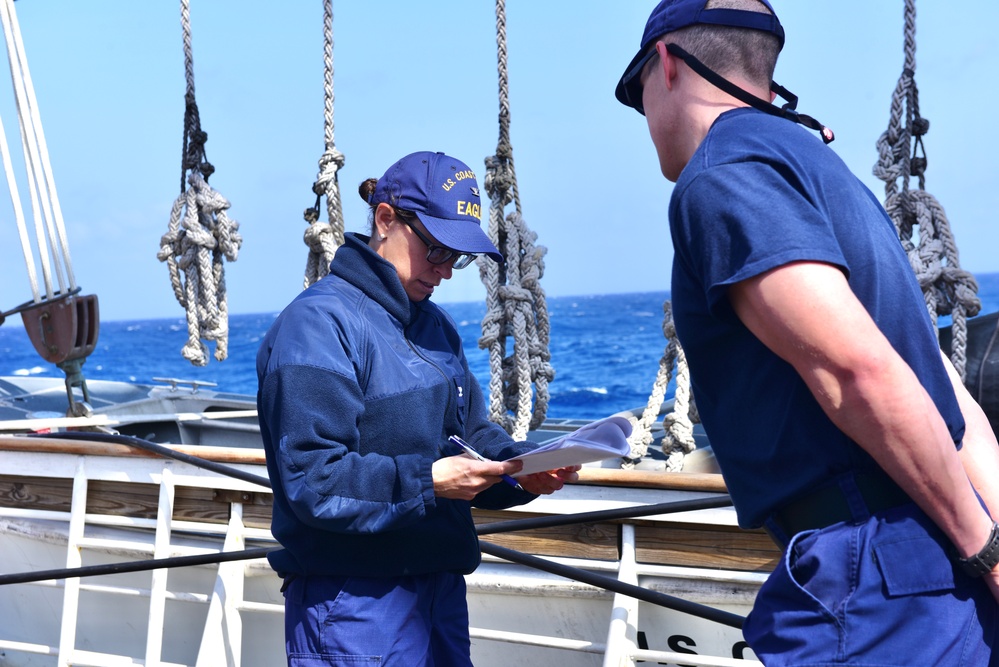 USCGC Eagle officer candidates complete first week of at-sea training