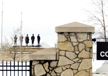 April snow at Fort McCoy's Veterans Memorial Plaza