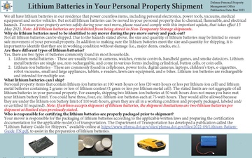 New policy restricting PCS shipment, storage of some lithium batteries takes effect May 15