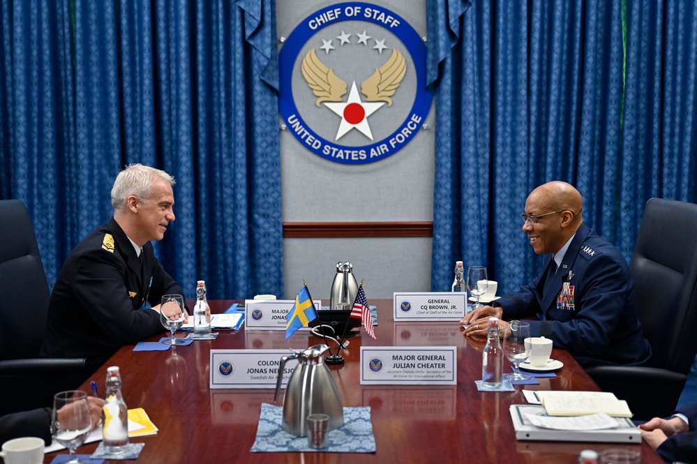 CSAF Brown meets Sweden Maj. Gen. Wikman