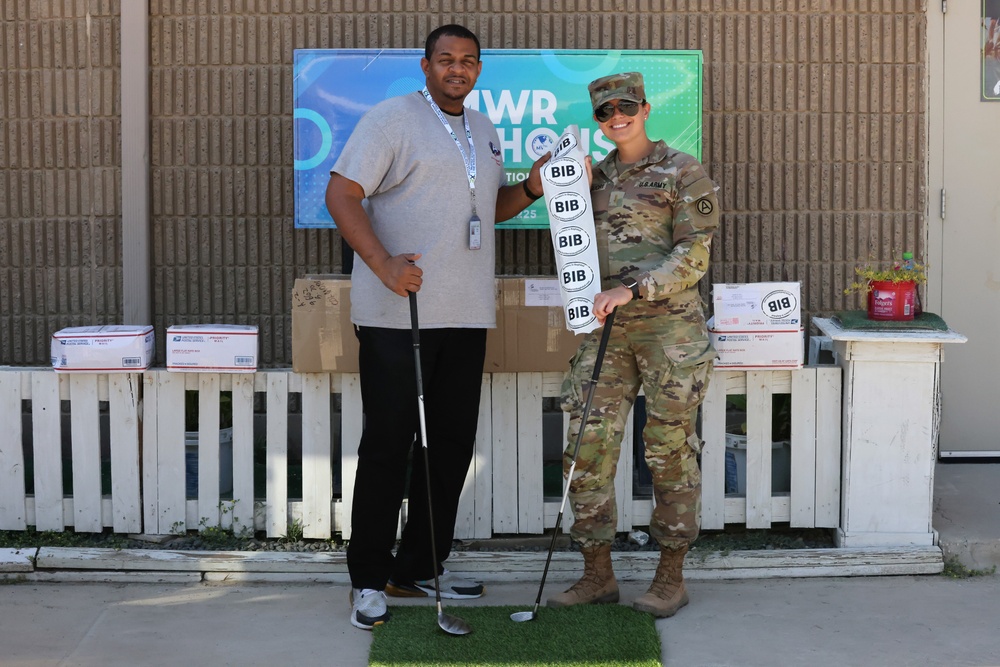 Soldier donates golf gear to Arifjan MWR, Kuwait, April, 2023