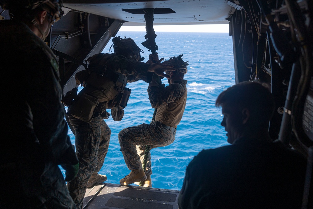 26th MEU Conducts Fast Rope Training Aboard USS Bataan