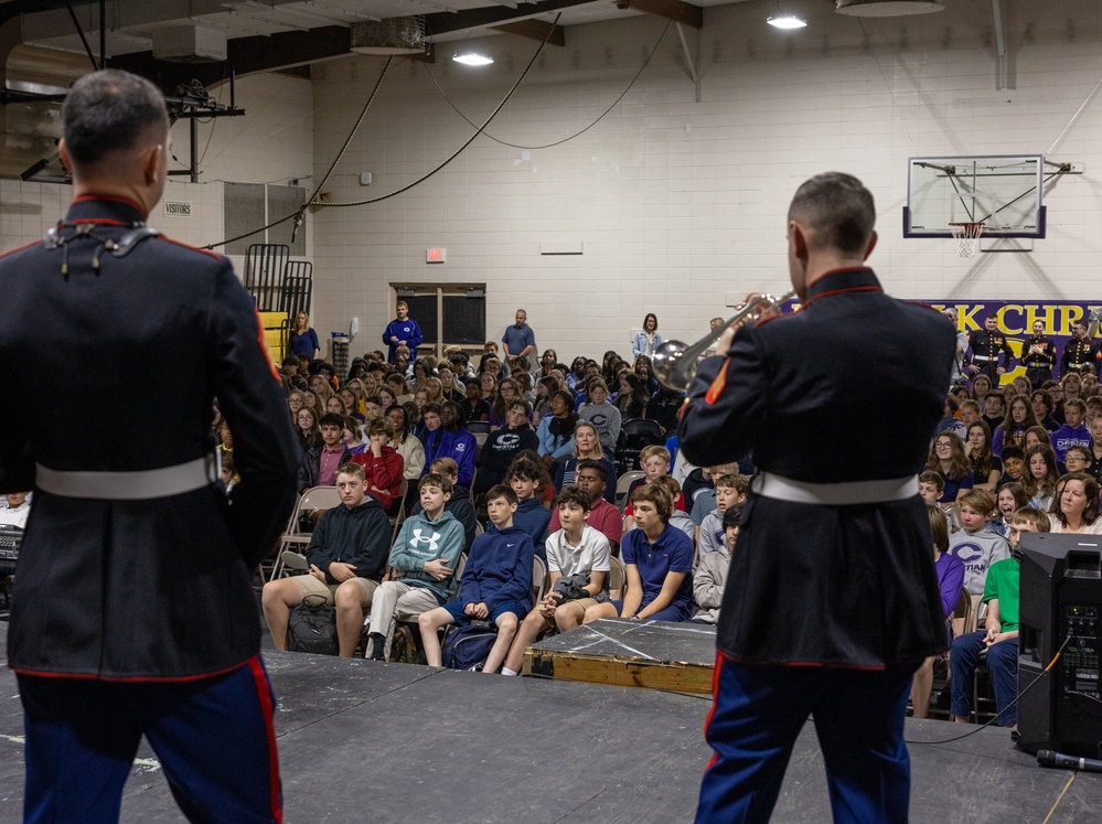 Quantico Marine Corps Brass Band visits Norfolk Christian Schools