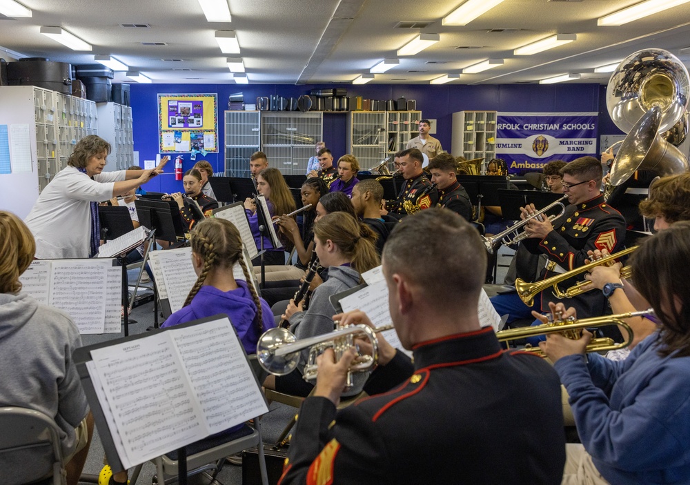 Quantico Marine Corps Brass Band visits Norfolk Christian Schools