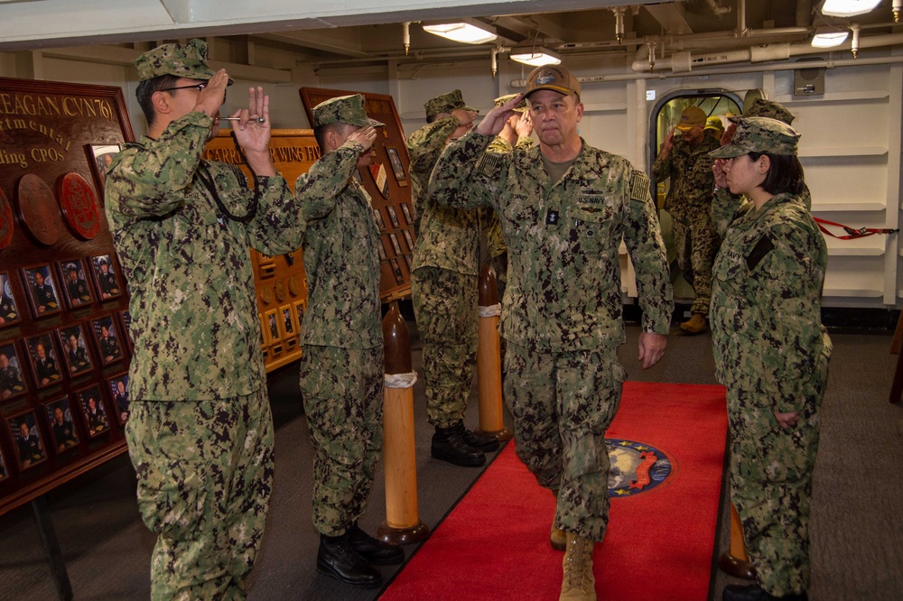 USS Ronald Reagan (CVN 76) Sailors host tour for Program Executive Officer for Aircraft Carriers