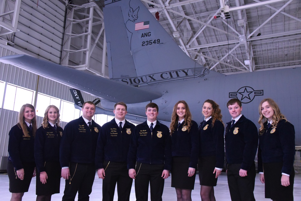 Iowa FFA State Officers with KC-135 Stratotanker