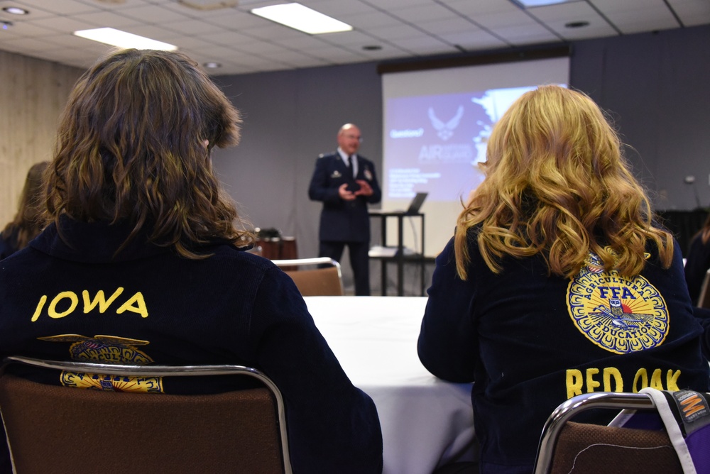 Iowa FFA Association members listen during Air National Guard breakout session