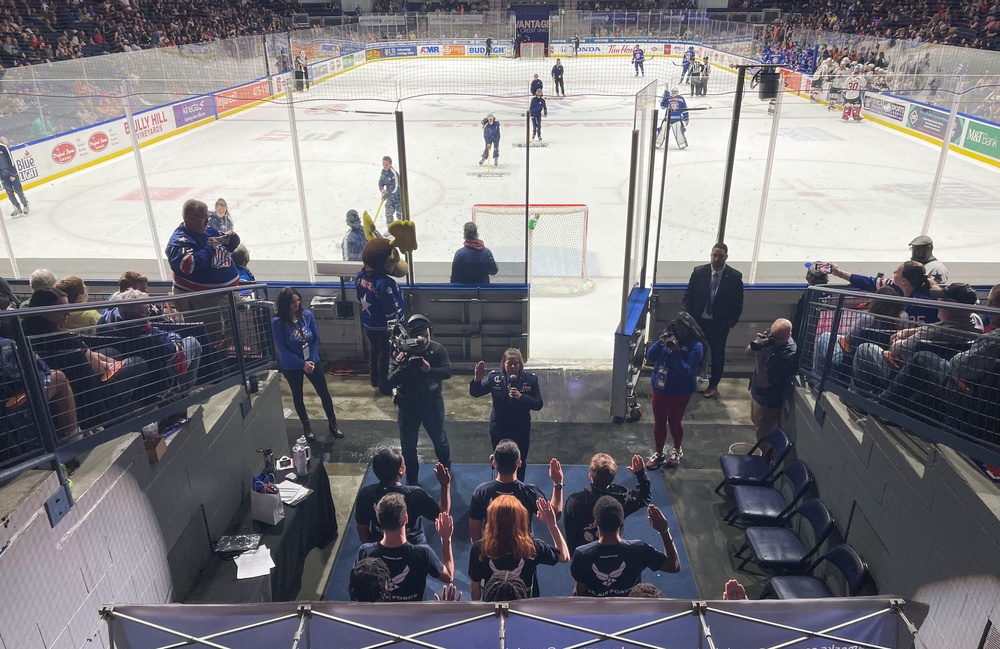 Recruiters participate in Rochester, NY hockey game