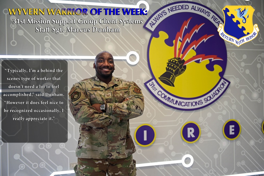 Wyvern Warrior of the Week: Staff Sgt. Marcus Dunham