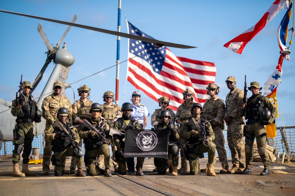 Coast Guard, Navy train with Cabo Verde Marines and Coast Guard members aboard USS Bulkeley in Africa