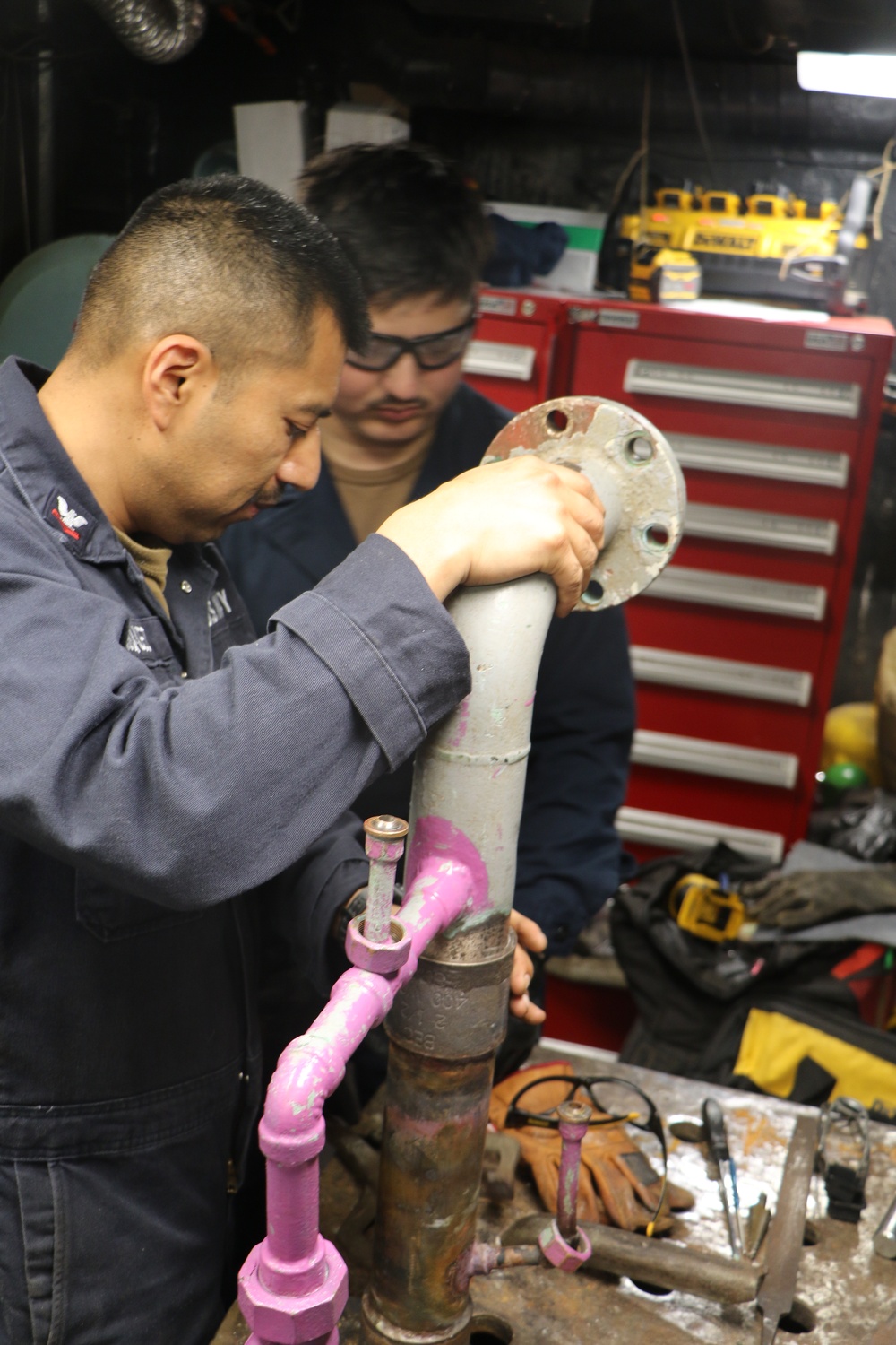 USS Princeton (CG 59) Sailors Conduct Maintenance