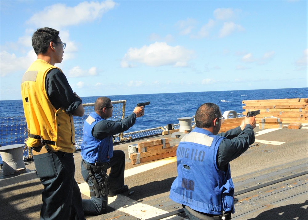 USS William P. Lawrence (DDG 110) Conducts Small Arms Shoot