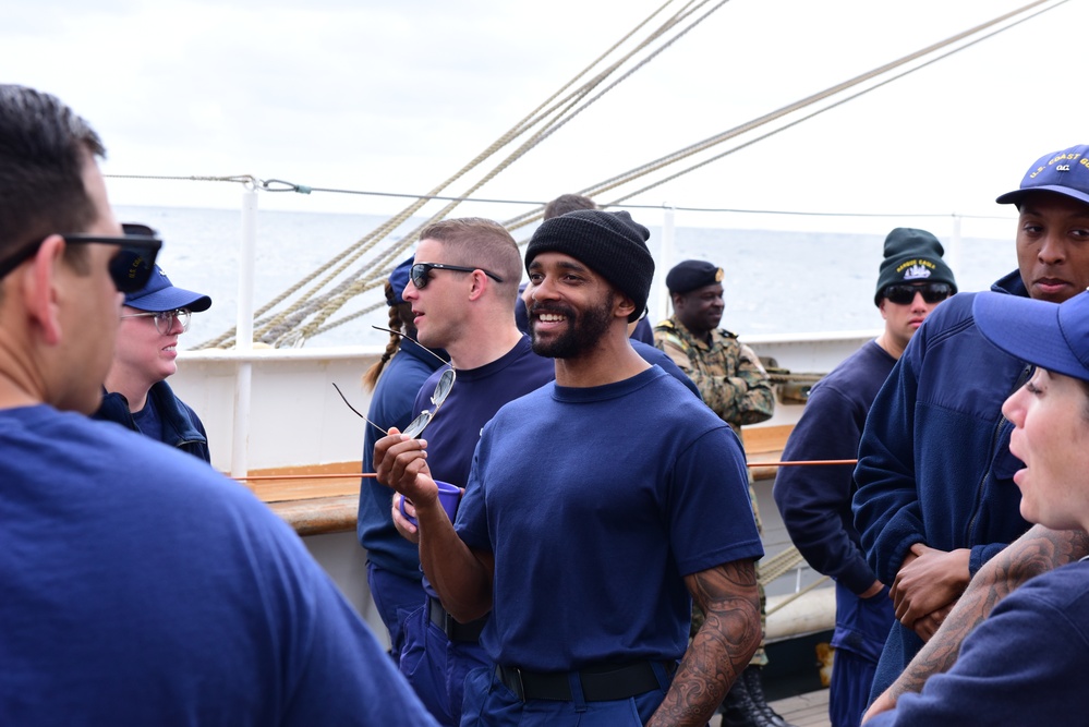 Coast Guard and National Oceanic and Atmospheric Administration Corps officer candidates enter second week of at-sea training in the Atlantic Ocean