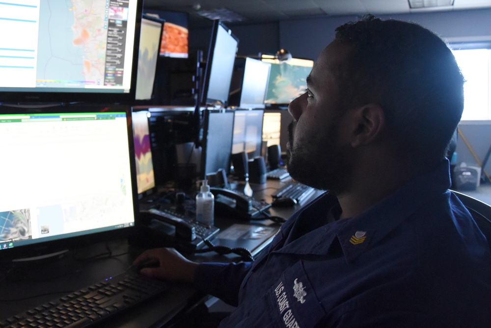 Operations specialist stands watch in the San Diego Joint Harbor Operations Center