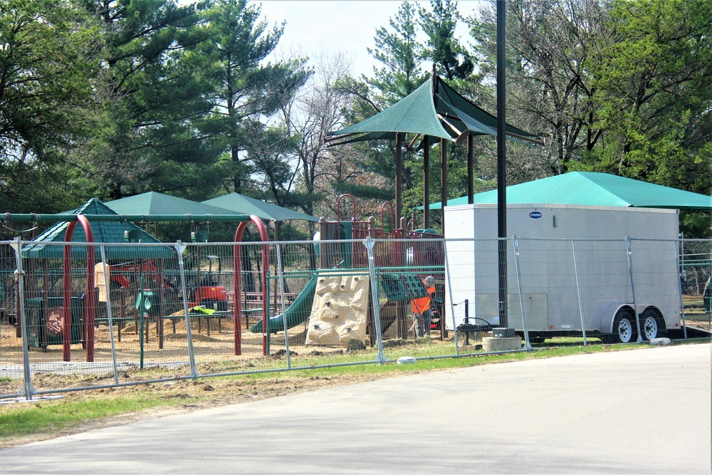 Floor replacement at Fort McCoy's Pine View Campground playground