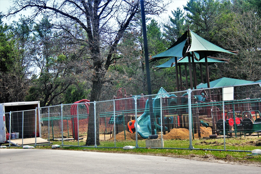 Floor replacement at Fort McCoy's Pine View Campground playground