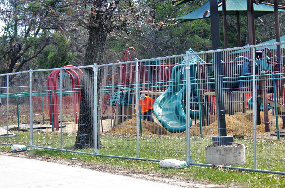 Floor replacement at Fort McCoy's Pine View Campground playground