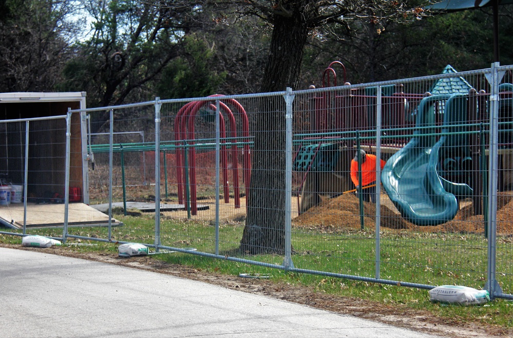 Floor replacement at Fort McCoy's Pine View Campground playground