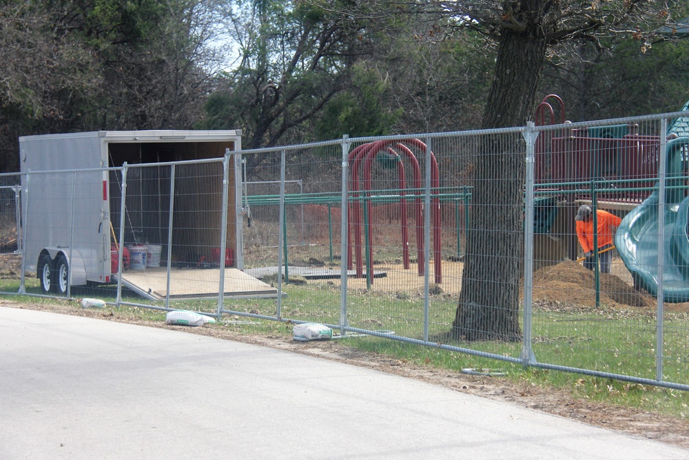 Floor replacement at Fort McCoy's Pine View Campground playground