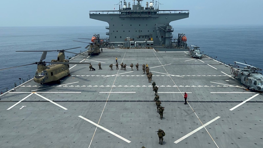 Balikatan 23 | 1-27 IN BN Conducts Ship to Shore Air Assault Training on the USS Miguel Keith