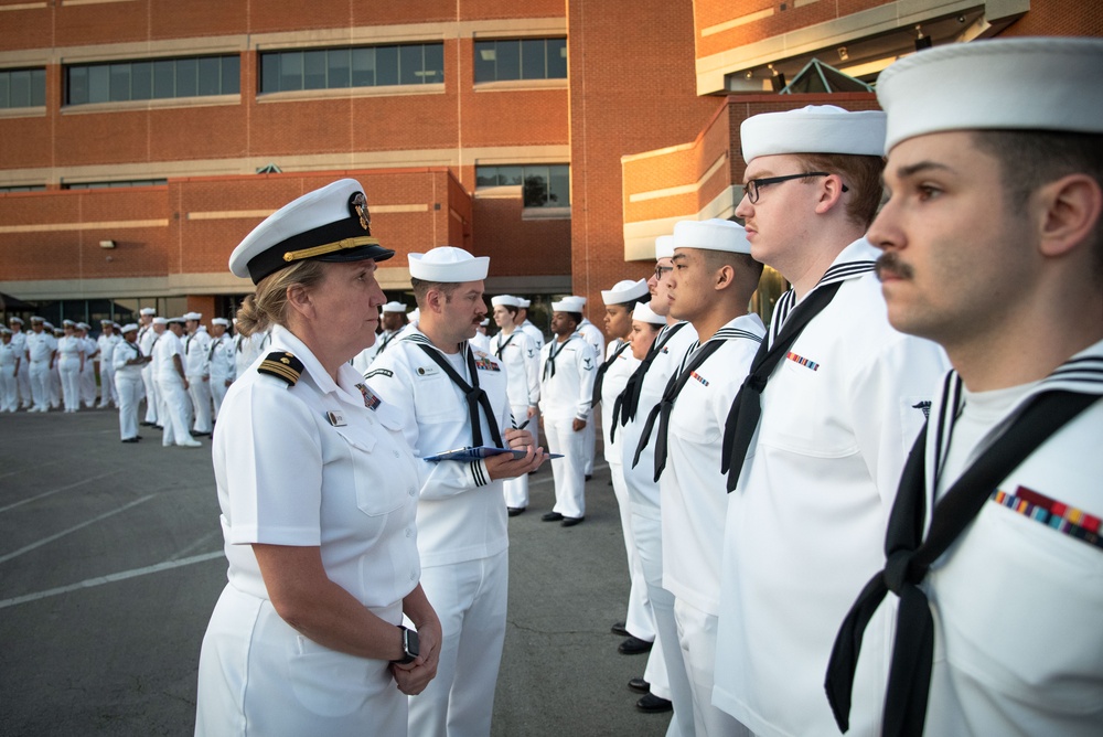 Cherry Point Sailors Conduct Summer Dress White Inspection