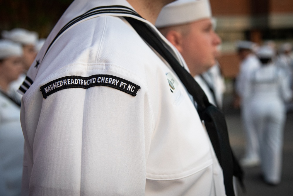 Cherry Point Sailors Conduct Summer Dress White Inspection