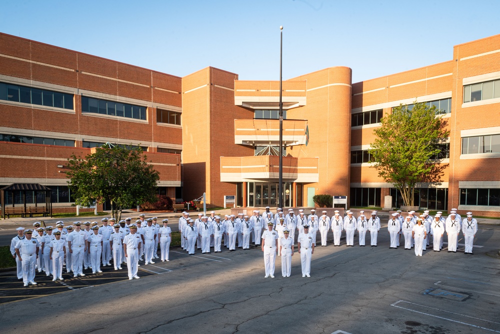 Cherry Point Sailors Conduct Summer Dress White Inspection