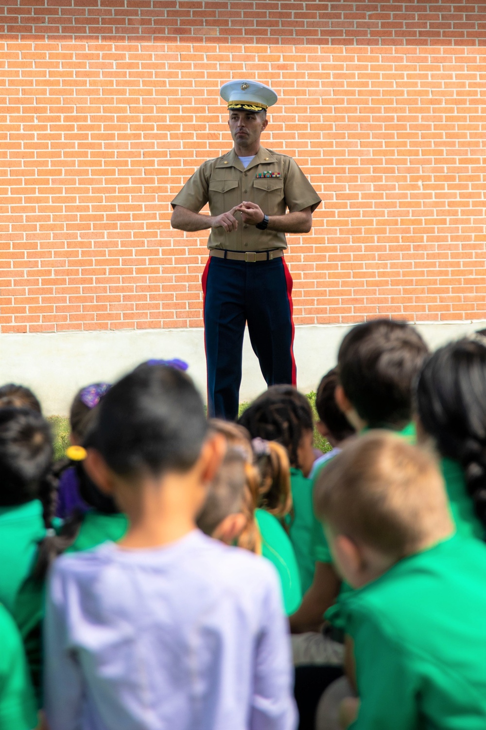 MARFORRES Marines Unfurl American Flag at Local Elementary School