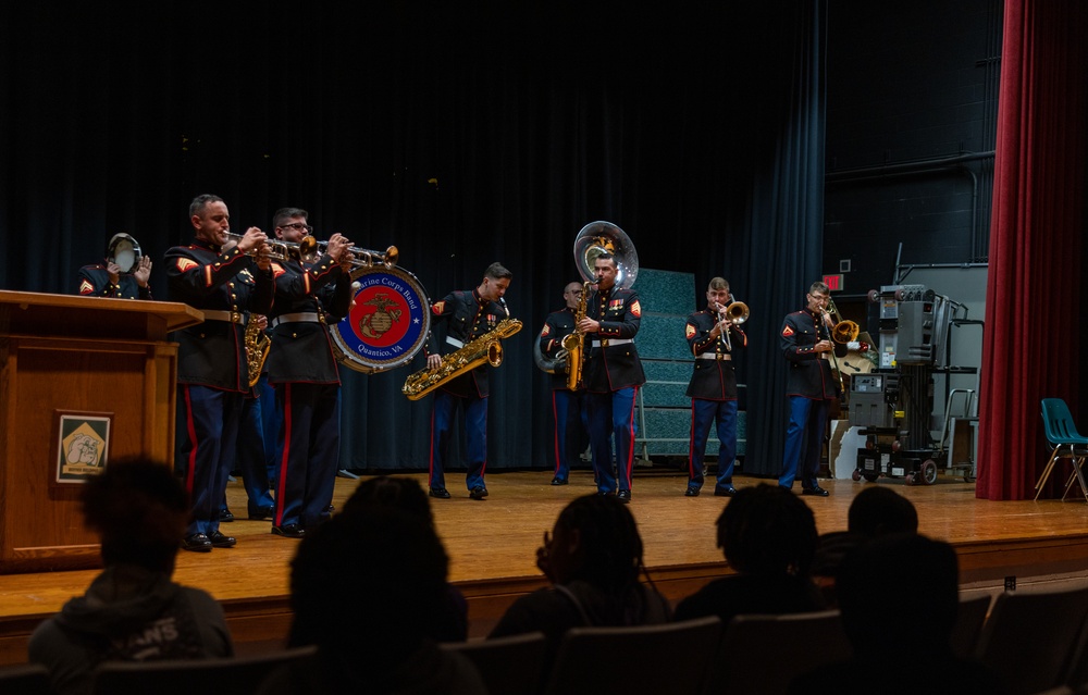 Quantico Marine Corps Brass Band performs at Ruffner Middle School